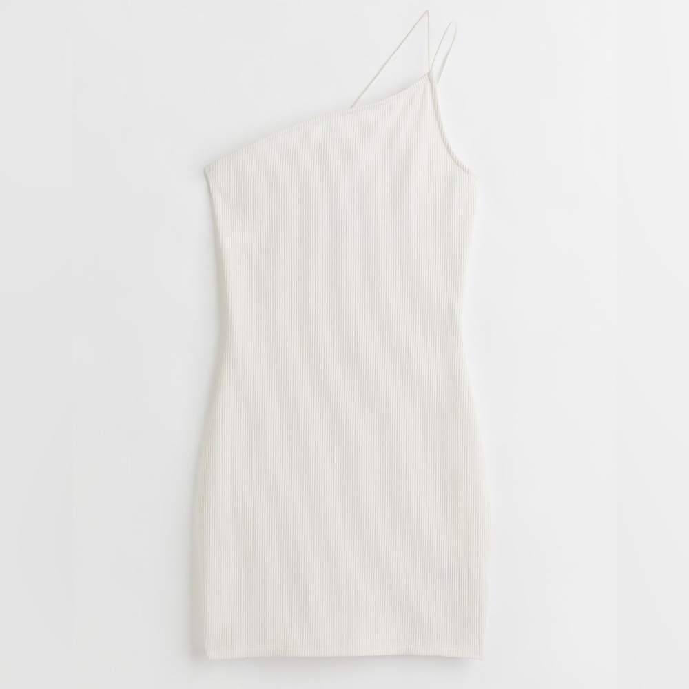 NWT Divided Ribbed One-Shoulder Dress Large Cream